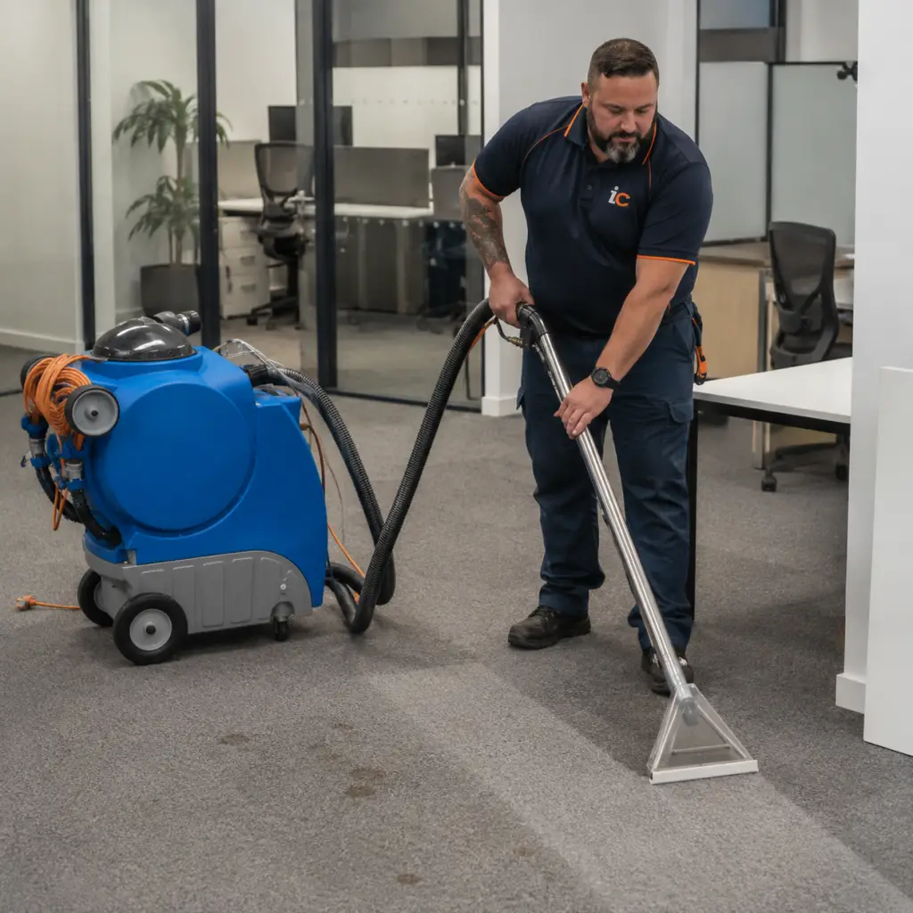 Carpet cleaning with machine